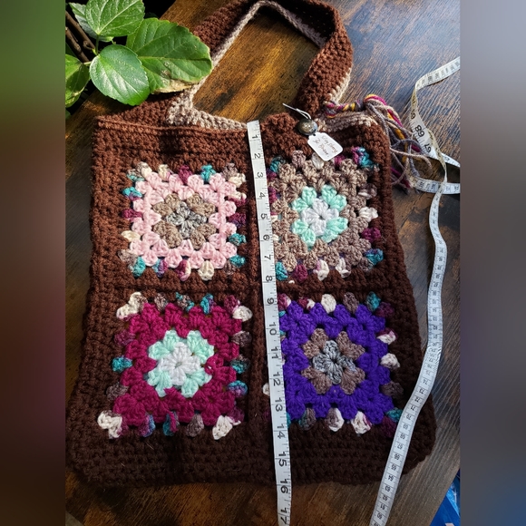 NWT* Handmade Granny Square bag/ library bag, purse, satchel - Picture 4 of 7